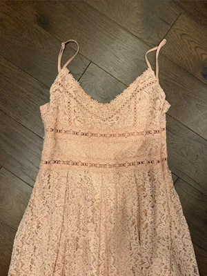 NSR Blush Pink Floral Lace Midi Maxi Dress Size Medium Spaghetti Strap - C61-121 thumbnail 2