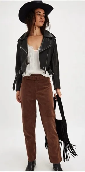 Free People We The Free Titan Vegan Suede Pants Brown 27‎ thumbnail 1