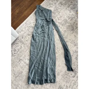 Lulus Signature Elegance Slate Blue Satin One-Shoulder Maxi Dress size Medium thumbnail 4