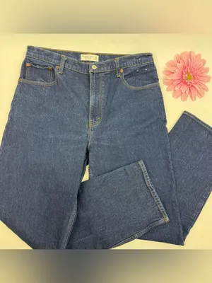 Abercrombie & Fitch Ultra High Rise 90s Straight Jean Dark Wash Blue thumbnail 7