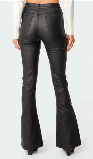 Edikted Black Leather Pants Flare thumbnail 2