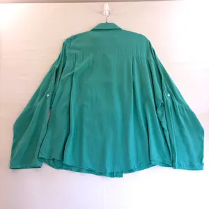Mint Green Rayon Button Down Oversized Roll Tab Sleeve Shirt‎ XL thumbnail 8