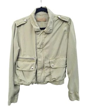 Blank NYC Women Sage Green Lyocell Cropped Utility Military‎ Jacket S thumbnail 1