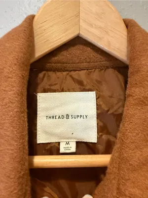 Thread & Supply Warm Fleece Button Front Shacket Jacket Brown Size Medium thumbnail 5