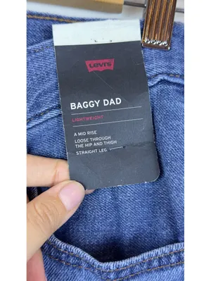 Levi’s Premium Baggy Dad Lightweight Linen Denim Jeans Heavy Check 25x30 NWT thumbnail 6