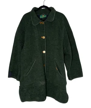 Giesswein Boiled Wool Coat Womens L Green Good Vintage Austrian Loden Jacket thumbnail 1