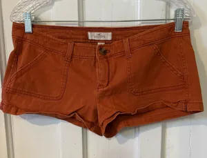 Hollister Women's Burnt Orange Denim Short Shorts thumbnail 1
