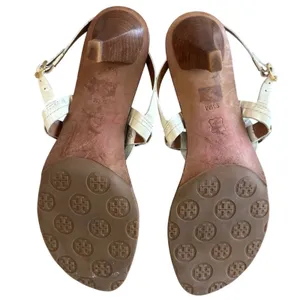 Tory‎ Burch Holly White Patent Double T Kitten Heel Slingback Sandals 9.5 thumbnail 6