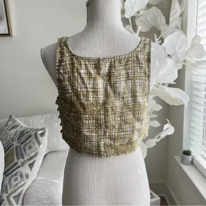 Reformation Olive Sleeveless Linen Crop Top In Size Small thumbnail 3