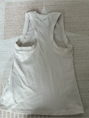 Calia Classic Ribbed Sleeveless Active Workout Tank Top Cream XXS thumbnail 3