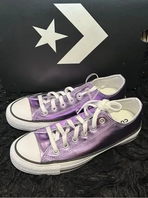CONVERSE all Star purple metallic lace up shoes sneakers women’s 7 new thumbnail 6
