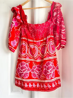 Farm Rio Summer Sunrise Square-Neck Mini Dress thumbnail 5