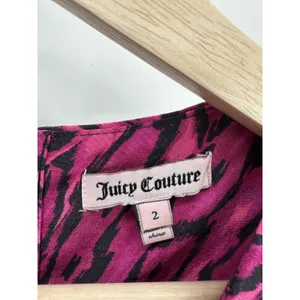 Juicy Couture Pink‎ Animal Print Short Sleeve Silk Blouse Women Size 2 thumbnail 4