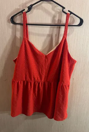 Women’s Urban Rose Burnt Orange Eyelet Peplum Cami Tank Top Size 3X thumbnail 1