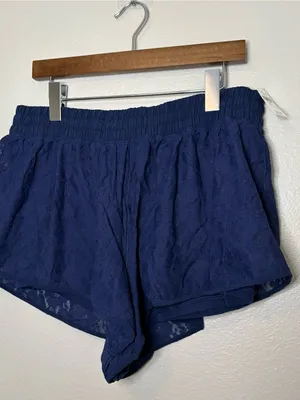 Aerie hot stuff 2” lace shorts large summer blue beach lake vacation athletic thumbnail 2