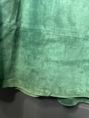 Vintage Intuition Sport Womens L Green Genuine Suede Leather A Line Midi Skirt thumbnail 3
