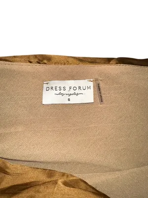 Dress Forum One Shoulder Pleated Asymmetrical Satin Midi Dress SMALL in Copper thumbnail 5