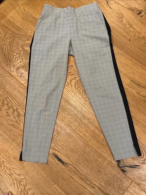 Athleta Brooklyn Grey Plaid Ankle‎ Pants with Black Side Stripe 2 thumbnail 3