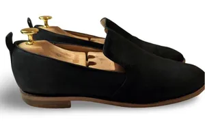 Franco Sarto "Jeena"‎ Loafer Women's Genuine Suede Leather Shoes (Black) Tom's thumbnail 1
