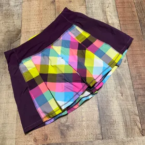Lululemon Plaid Geometric Pattern Fast Cat Skort Skirt Sz 2 Run Athletic Pockets thumbnail 1
