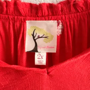 Fig & Flower Anthropologie Red Boho Embroidered Floral Peasant Blouse Womens 2X thumbnail 3