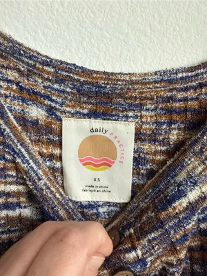 Anthropologie Daily Practice Space Dye Ribbed Midi Dress Blue Brown XS thumbnail 7