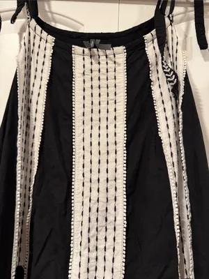 Anthropologie Black‎ & White Midi Tie-Shoulder Dress large thumbnail 7