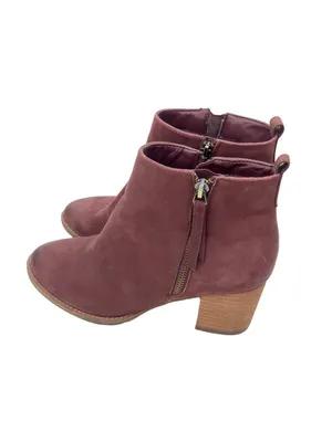 -Blondo Eve Leather Ankle Booties Boots Womens 8.5 Plum Burgundy Waterproof thumbnail 6