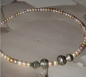 Multicolor pearl style beaded choker necklace thumbnail 1