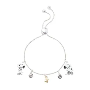 NWT Peanuts Snoopy & Woodstock Crystal Bezel Charm Bolo Bracelet thumbnail 2
