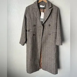 Commense valor plaid oversized overcoat NEW XS Brown thumbnail 7