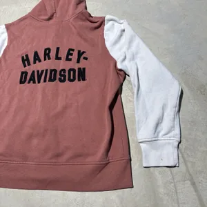 Harley Davidson Women's SZ 2XL Light Pink Hooded Zippered Sweater Embroidered thumbnail 4