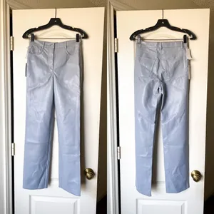 Aritzia Pant Melina High-Rise Straight-Leg‎ Vegan-Leather Marble Grey 2 NWT thumbnail 2