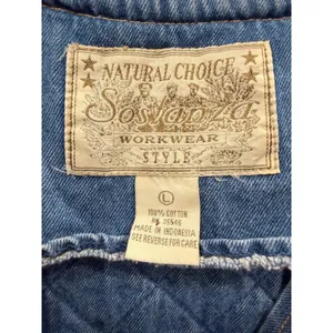 Sostanza Womens Vest Large Blue Denim Workwear Quilted Back Multi-Pocket Utility thumbnail 4