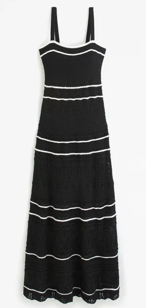 New! Abercrombie & Fitch Sz XL Black and White Crochet Knit Maxi Dress thumbnail 1
