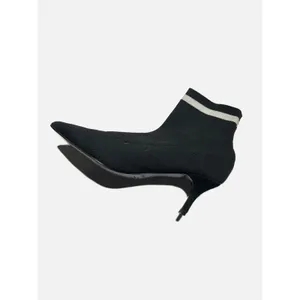 Jaggar Womens Knit Sock Booties Black White Stripe Pointed Toe Kitten Heel‎ 39 thumbnail 2