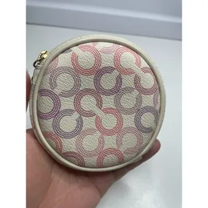 Coach Round Coin Purse Monogram Multicolor Waverly Opt Art, Zip thumbnail 2
