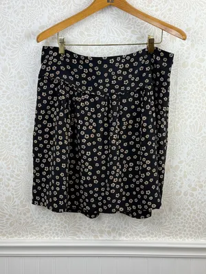 Madewell Black and Tan Floral Print Mini Ruffle Side Zip Skirt - Size - 12 thumbnail 5