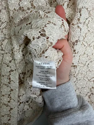 Sézane Elegant Jordyna Cream Floral Lace Longsleeve Ruffle Blouse | 34 thumbnail 6