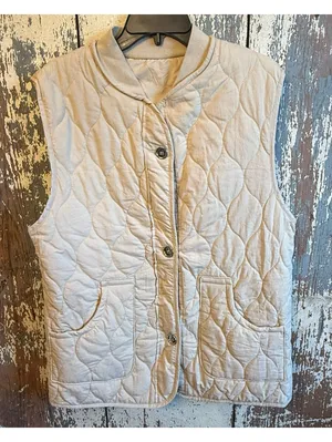 Quilted Front Vest beige Khaki size medium Tan thumbnail 1