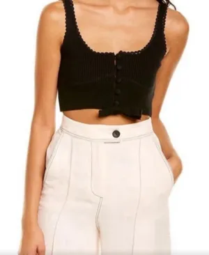 For Love & Lemons Black Tank Top With Buttons And Tie thumbnail 1