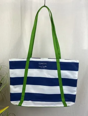 Kate Spade X Clinique Blue & White Striped Tote Beach Shopping Travel Bag thumbnail 1