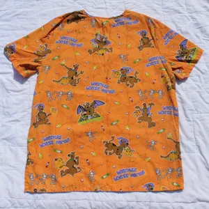 Scooby Doo Scrub Top Halloween Orange Small S thumbnail 4
