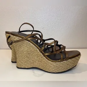 Donald J. Pliner Women’s Shaba Bronze‎ Straps Platform Wedge Sandals Size 7.5 thumbnail 4