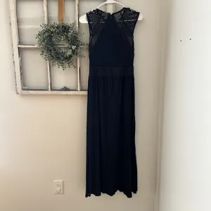H&M Navy Blue Eyelet Maxi Dress Viscose‎ Size Small thumbnail 4