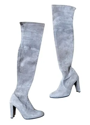 Stuart Weitzman Landmark Gray Over the Knee Suede Heeled Boot EU 36 thumbnail 1