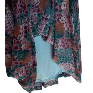 Campus‎ Casuals VTG 80s Midi Skirt M Pleated A-Line Peacock Feather Print Boho thumbnail 6