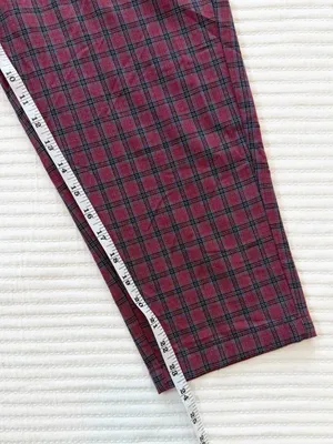 American Eagle Collegiate Academia Plaid Drawstring Pants in Red Burgundy & Blue thumbnail 6