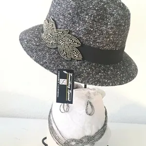 SOMETHING SPECIAL Fedora Gray Fall Boho Embellished Band Bucket Hat thumbnail 6