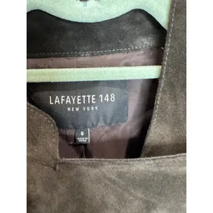 Lafayette 148 Brown Suede Leather Moto Jacket sz 6 Asymmetrical Zip thumbnail 5